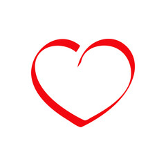 Día de San Valentín. Logotipo corazón dibujado a mano con lineas en color rojo