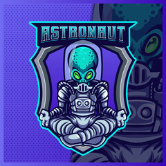 Astronaut space galaxy mascot esport logo design illustrations vector template, for team game streamer YouTube banner twitch discord