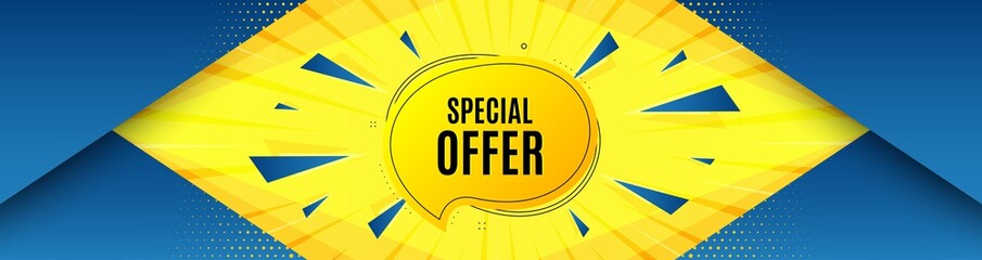 Special offer bubble sticker. Abstract background with offer message. Discount banner shape. Sale coupon chat icon. Best advertising coupon banner. Special offer badge shape. Vector