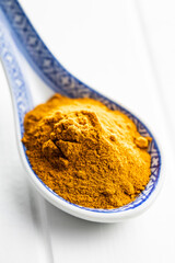 Indian turmeric powder. Turmeric spice. Ground turmeric