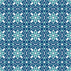 Traditional ornate Portuguese tiles azulejos. Ethnic folk ornament. The vintage pattern. Majolica. Vector decorative background.