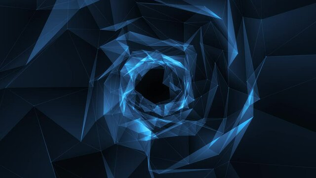 Abstract Fractal Low Polygons Landscape Tunnel Loop/ 4k animation of an abstract low polygons background landscape with light and tunnel patterns seamless looping