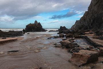 beauty beach in the coast of basque countrywith small waves