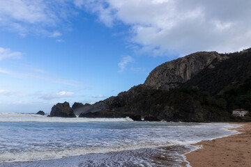 beauty beach in the coast of basque countrywith small waves
