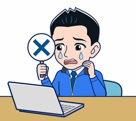 青いジャンバーを着たサラリーマン