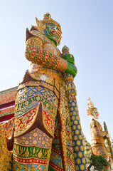 The giants in Bangkok grand palace landmark of Bangkok middle of the city, natural light. heritage zone temple section.