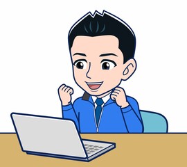 青いジャンバーを着たサラリーマン