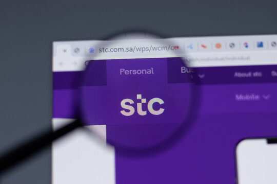 New York, USA - 17 February 2021: stc Saudi Telecom logo close up on website page, Illustrative Editorial.