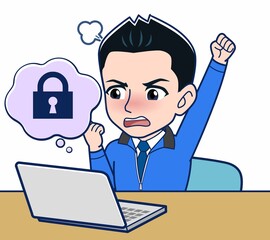 青いジャンバーを着たサラリーマン