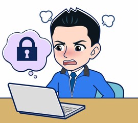 青いジャンバーを着たサラリーマン