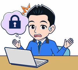 青いジャンバーを着たサラリーマン