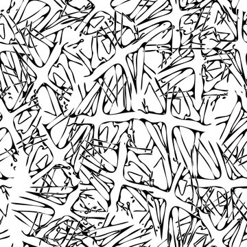 Seamless monochrome pattern of abstract elements