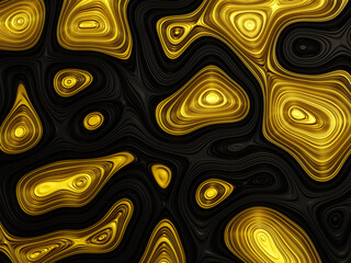 3D abstract gold on black background