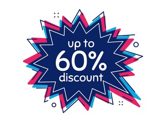 Up to 60 percent Discount. Thought bubble vector banner. Sale offer price sign. Special offer symbol. Save 60 percentages. Dialogue or thought speech balloon shape. Vector