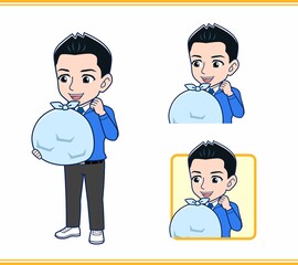 青いジャンバーを着たサラリーマン