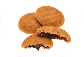 Fototapeta na wymiar cookies with chocolate cream isolated