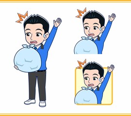 青いジャンバーを着たサラリーマン