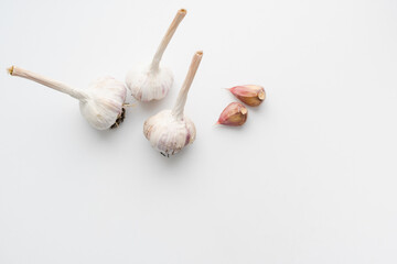 garlic on white background, clove of garlic 