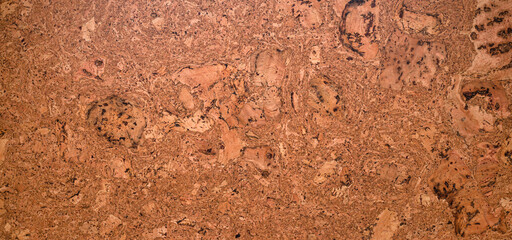 Closed up of panoramic brown cork board texture for banner background.