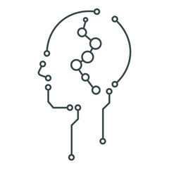 
Human head, robot with an artificial brain vector illustration on a white background.