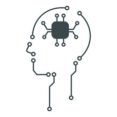 
Human head, robot with a chip vector illustration on a white background.