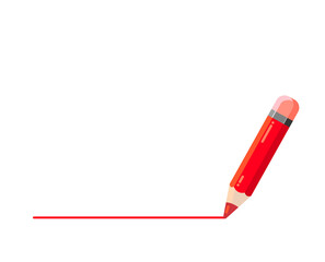 Red pencil draws a line. Underline in red on a white background. Vector illustration. Pencil draws.