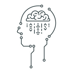 
Human head, robot with an artificial brain vector illustration on a white background.
