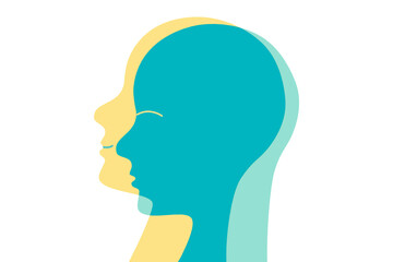 Positive feel and thinking icon. Mental health illustration. Person silhouette. Vector. Optimism and hopefulness concept.