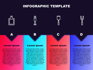 Set line Cutting board, Blender, Spatula and Barbecue fork. Business infographic template. Vector.