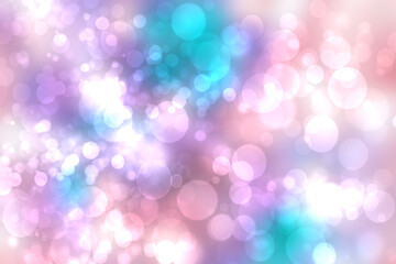 A festive abstract orange pink blue gradient background texture with glitter defocused sparkle bokeh circles. Card concept for Happy New Year, party invitation, valentine or other holidays.