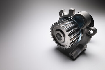 New ICE water cooling pump in contrasting light on a gradient background