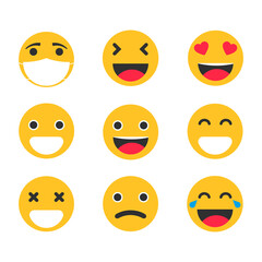 Vector emotional face icons isolated on white background.