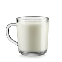 Glass mug with fresh milk, close up
