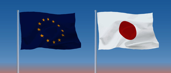EUと日本の旗