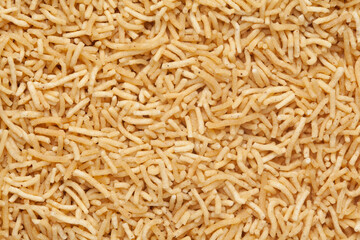 Salty plane Bhujia Full-Frame wallpaper, Chickpeas or gram flour (Besan) plane salty sev. Indian salty snacks (Namkeen). Top view