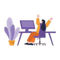 the concept of people working from home. school from home. online meetings with colleagues. customer service is receiving a call.