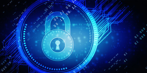 2d illustration Safety concept: Closed Padlock on digital background

