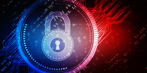 2d illustration Safety concept: Closed Padlock on digital background
