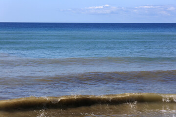 Sea water background to horizon lines. Seascape