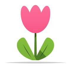 Pink flower cartoon vector isolated illustration