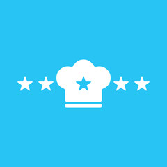 chef icon with chef heat isolated on blue background. flat style design trendy modern vector illustration