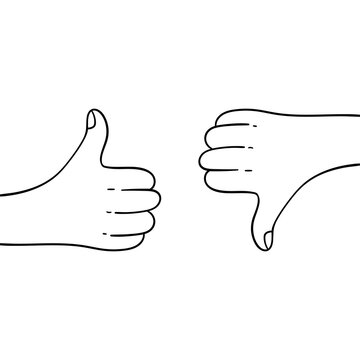 Thumb up down vector isolated icon. Social media like button, line style on white background 