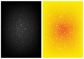 Vector Halftone Background Set - Cover Design Templates in Black and Yellow Variation, Vector Illustration