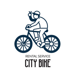 Fototapeta premium Bike Rental Service Logo Template in Line