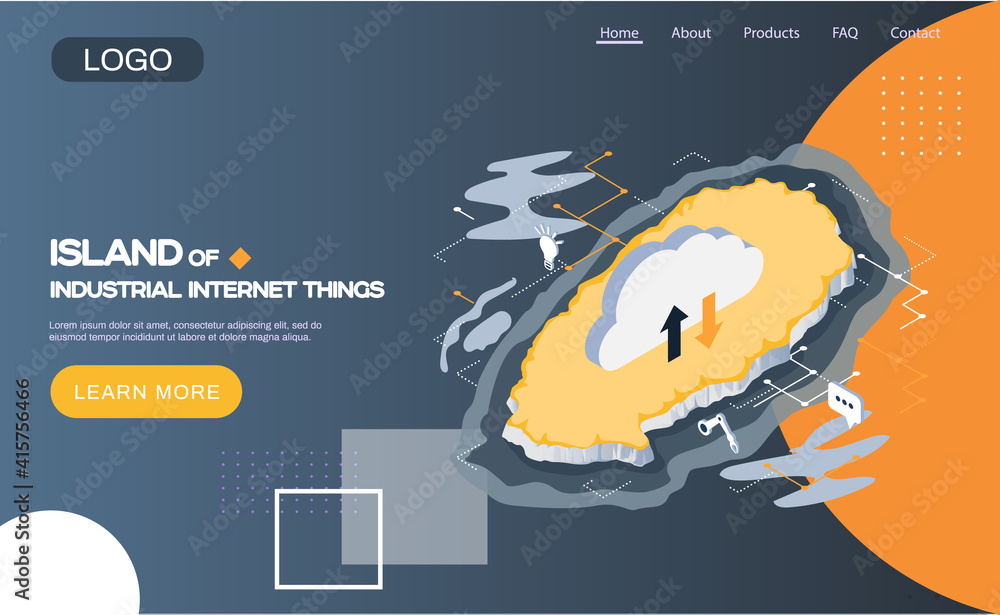 Aufkleber industrial internet of things. modern security cloud technology and networking on island concept. co