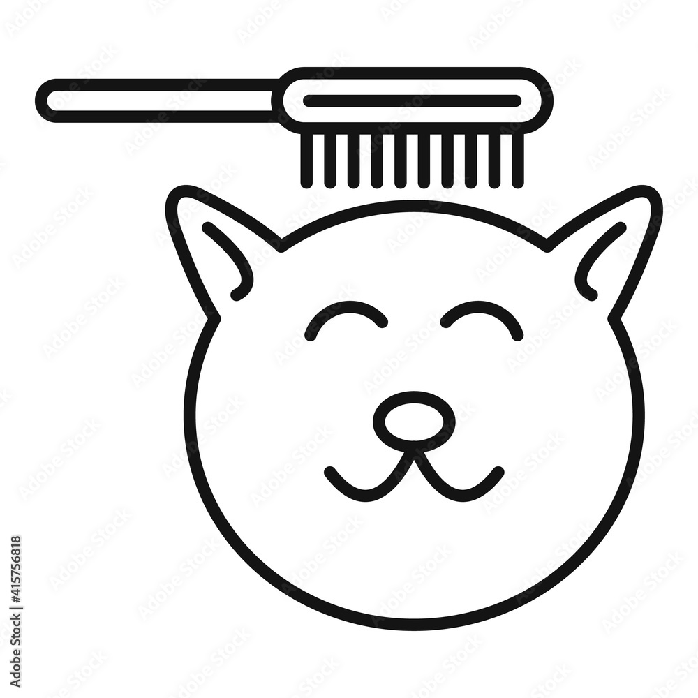 Poster cat brush icon. outline cat brush vector icon for web design isolated on white background