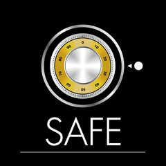 safe lock on black background