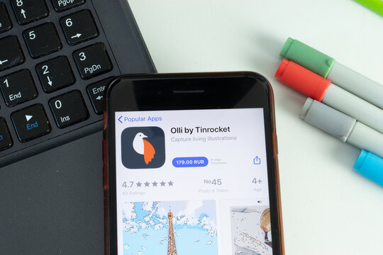 New York, USA - 17 February 2021: Olli by Tinrocket mobile app icon on phone screen, Illustrative Editorial.