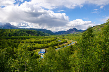 Mini Hydroelectric Power Plant. Russia, Kamchatka 2020. Photo taken during an expedition to the volcano.