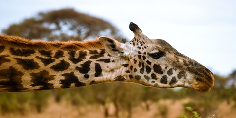 view of girafe in the wild